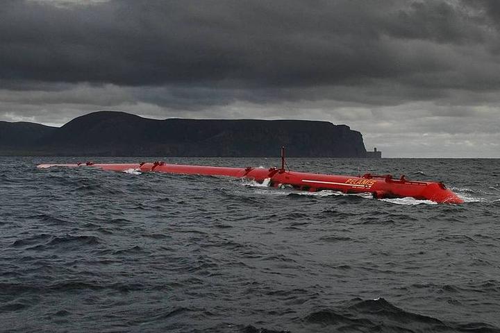 Pelamis wave machine at European Marine Energy Centre (Public Domain)