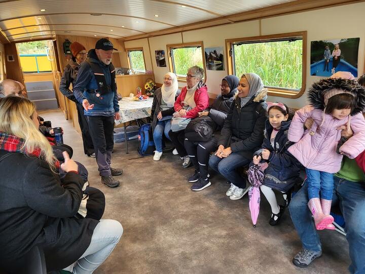 People in a boat on the Union canal